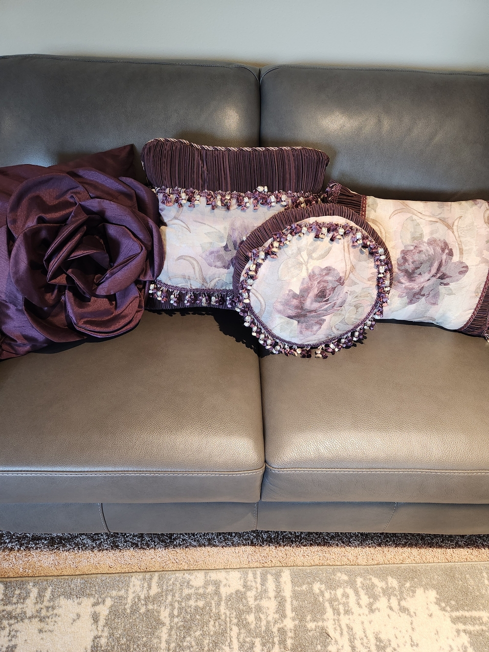Home Accents Purple Floral Decorative Pillow Set by Crocell